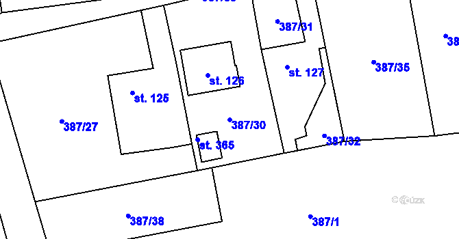 Parcela st. 387/30 v KÚ Majdalena, Katastrální mapa