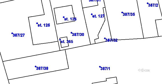 Parcela st. 387/33 v KÚ Majdalena, Katastrální mapa