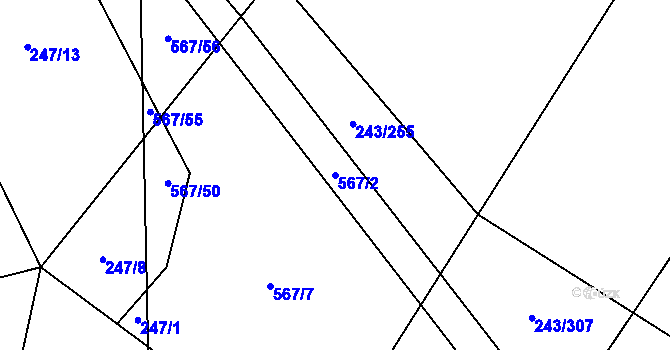 Parcela st. 567/2 v KÚ Majdalena, Katastrální mapa