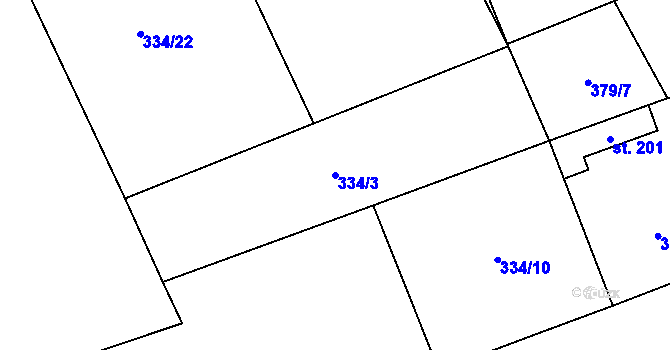 Parcela st. 334/3 v KÚ Majdalena, Katastrální mapa