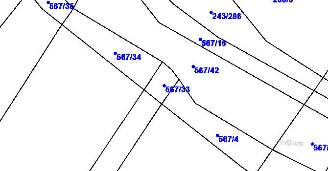 Parcela st. 567/33 v KÚ Majdalena, Katastrální mapa