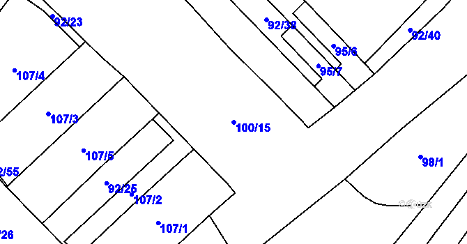 Parcela st. 100/15 v KÚ Majdalena, Katastrální mapa