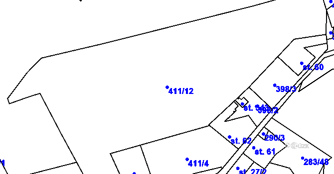 Parcela st. 411/12 v KÚ Majdalena, Katastrální mapa