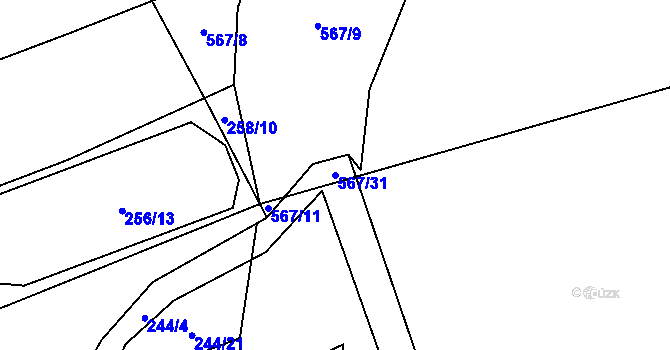 Parcela st. 567/31 v KÚ Majdalena, Katastrální mapa