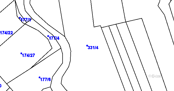 Parcela st. 331/4 v KÚ Majdalena, Katastrální mapa