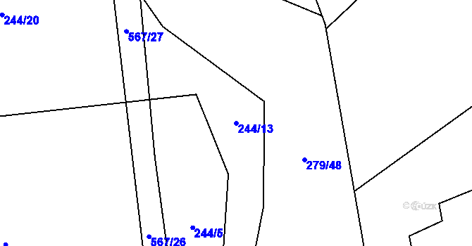 Parcela st. 244/13 v KÚ Majdalena, Katastrální mapa