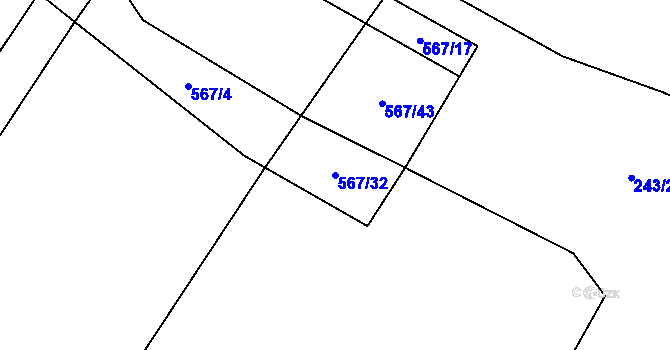 Parcela st. 567/32 v KÚ Majdalena, Katastrální mapa