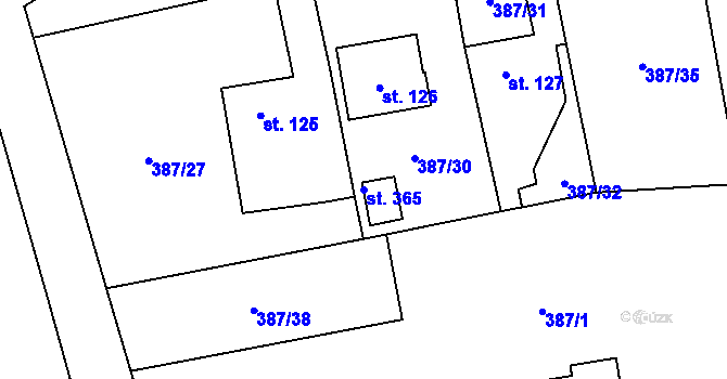 Parcela st. 365 v KÚ Majdalena, Katastrální mapa