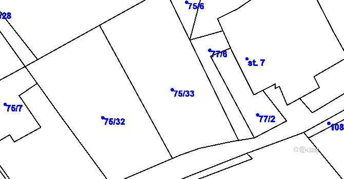 Parcela st. 75/33 v KÚ Majdalena, Katastrální mapa