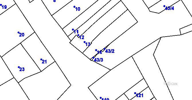 Parcela st. 14 v KÚ Majetín, Katastrální mapa
