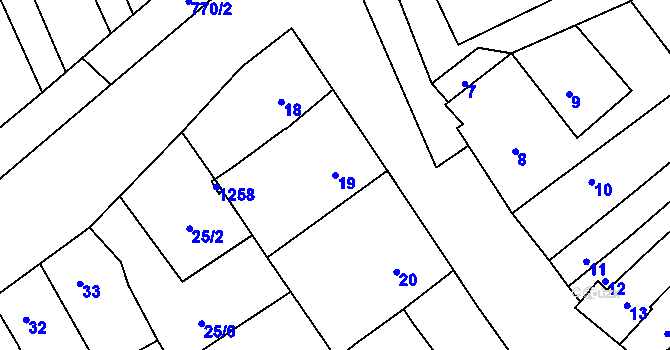 Parcela st. 19 v KÚ Majetín, Katastrální mapa