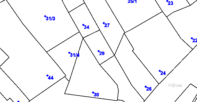 Parcela st. 29 v KÚ Majetín, Katastrální mapa