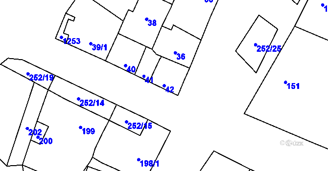 Parcela st. 42 v KÚ Majetín, Katastrální mapa