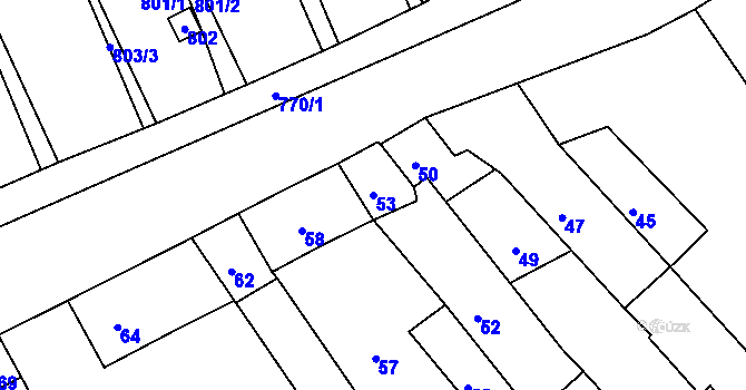 Parcela st. 53 v KÚ Majetín, Katastrální mapa