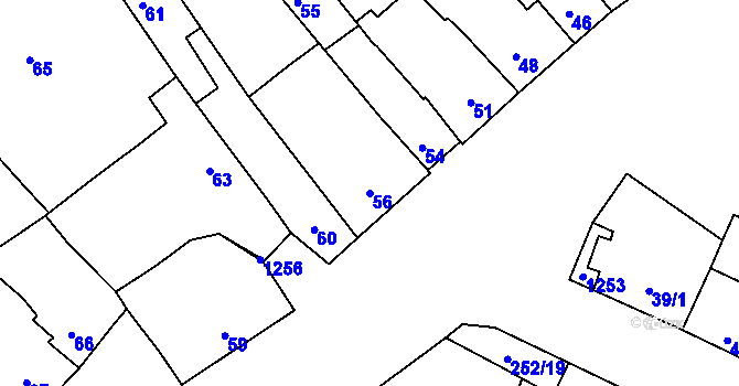 Parcela st. 56 v KÚ Majetín, Katastrální mapa