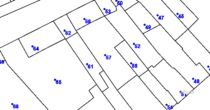 Parcela st. 57 v KÚ Majetín, Katastrální mapa