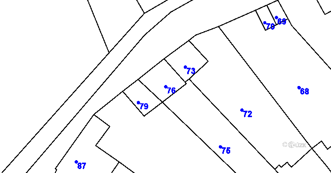 Parcela st. 76 v KÚ Majetín, Katastrální mapa
