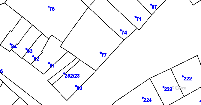 Parcela st. 77 v KÚ Majetín, Katastrální mapa