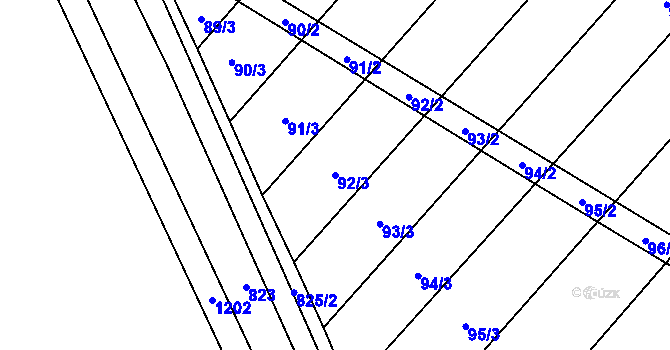 Parcela st. 92/3 v KÚ Majetín, Katastrální mapa