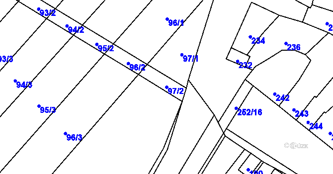 Parcela st. 97/2 v KÚ Majetín, Katastrální mapa