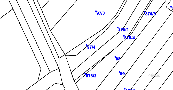 Parcela st. 97/4 v KÚ Majetín, Katastrální mapa