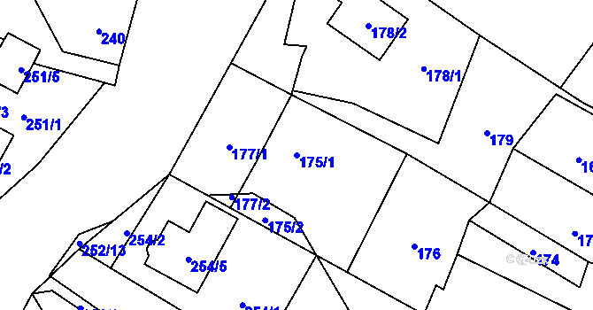 Parcela st. 175/1 v KÚ Majetín, Katastrální mapa