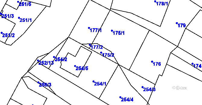 Parcela st. 175/2 v KÚ Majetín, Katastrální mapa