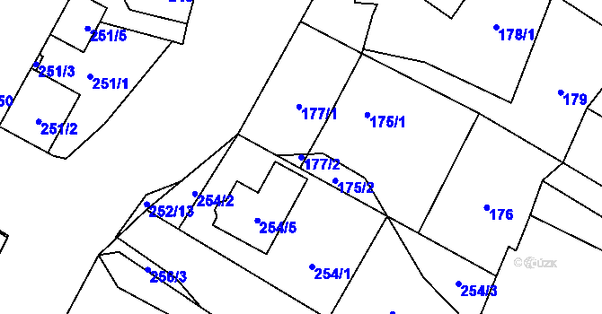 Parcela st. 177/2 v KÚ Majetín, Katastrální mapa