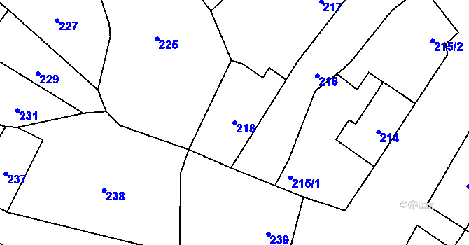 Parcela st. 218 v KÚ Majetín, Katastrální mapa