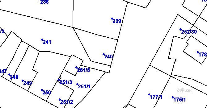 Parcela st. 240 v KÚ Majetín, Katastrální mapa