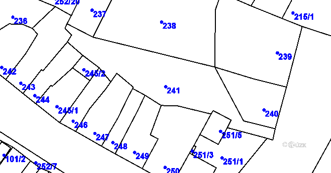 Parcela st. 241 v KÚ Majetín, Katastrální mapa