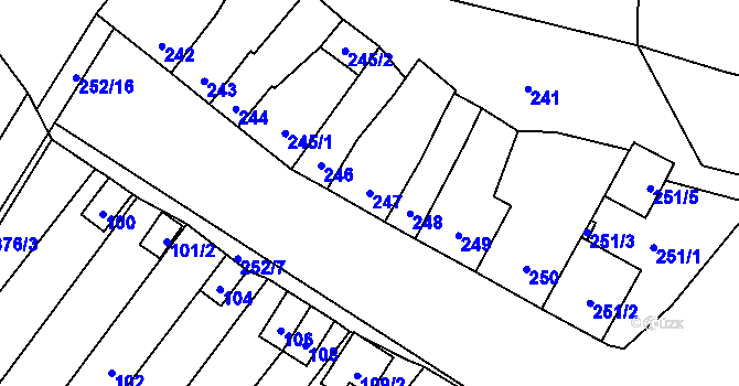 Parcela st. 247 v KÚ Majetín, Katastrální mapa