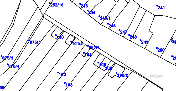 Parcela st. 252/7 v KÚ Majetín, Katastrální mapa