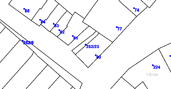 Parcela st. 252/23 v KÚ Majetín, Katastrální mapa