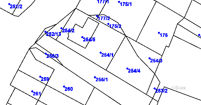Parcela st. 254/1 v KÚ Majetín, Katastrální mapa