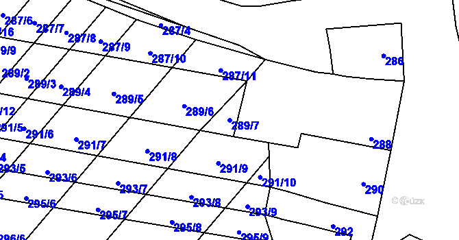 Parcela st. 289/7 v KÚ Majetín, Katastrální mapa