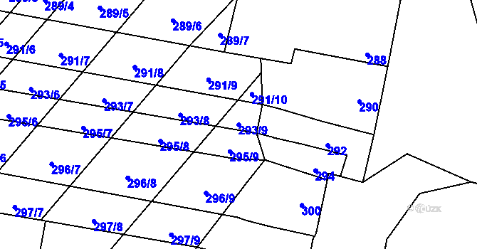 Parcela st. 293/9 v KÚ Majetín, Katastrální mapa