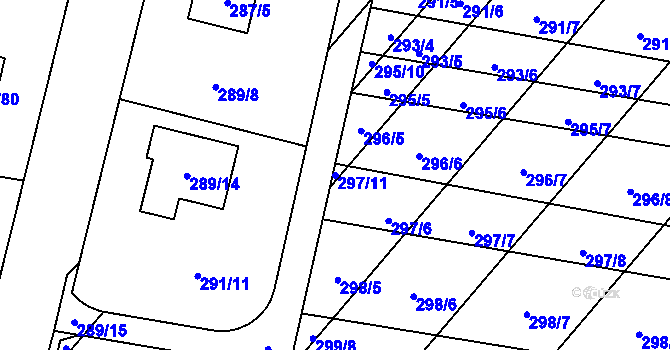 Parcela st. 297/11 v KÚ Majetín, Katastrální mapa