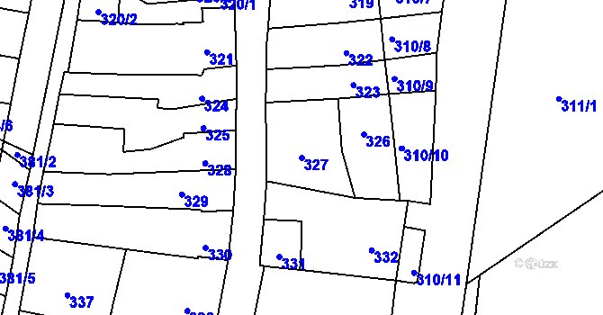 Parcela st. 327 v KÚ Majetín, Katastrální mapa