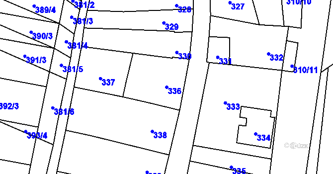 Parcela st. 336 v KÚ Majetín, Katastrální mapa