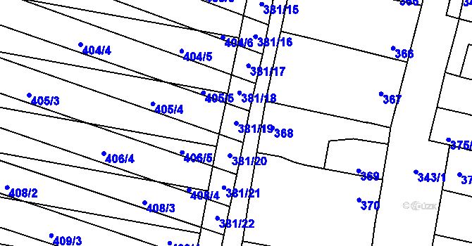 Parcela st. 381/19 v KÚ Majetín, Katastrální mapa