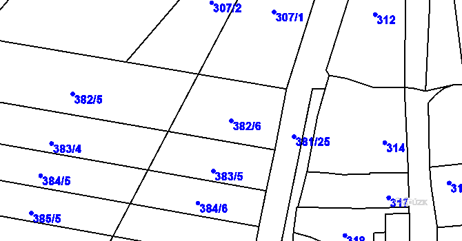 Parcela st. 382/6 v KÚ Majetín, Katastrální mapa