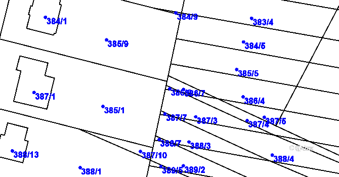 Parcela st. 386/6 v KÚ Majetín, Katastrální mapa
