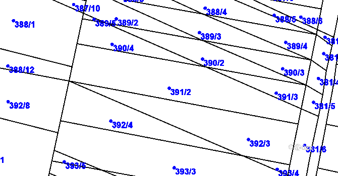 Parcela st. 391/2 v KÚ Majetín, Katastrální mapa