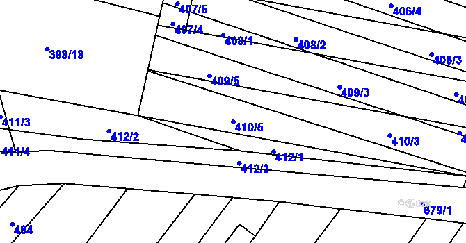 Parcela st. 410/5 v KÚ Majetín, Katastrální mapa