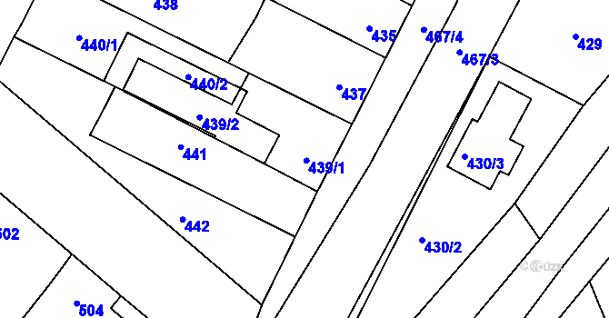 Parcela st. 439 v KÚ Majetín, Katastrální mapa