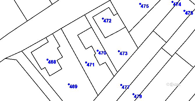 Parcela st. 470 v KÚ Majetín, Katastrální mapa