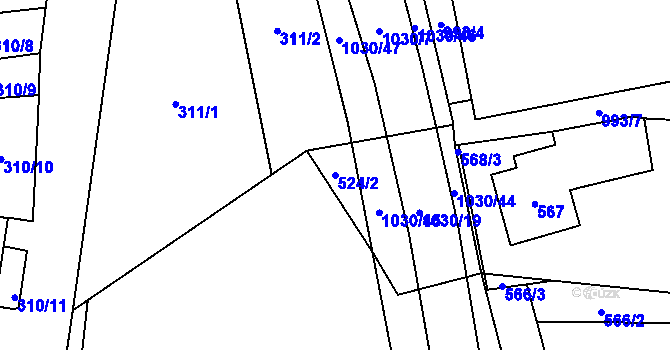 Parcela st. 524/2 v KÚ Majetín, Katastrální mapa
