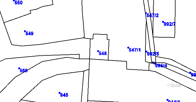 Parcela st. 548 v KÚ Majetín, Katastrální mapa