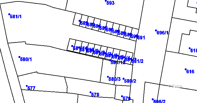 Parcela st. 581/7 v KÚ Majetín, Katastrální mapa